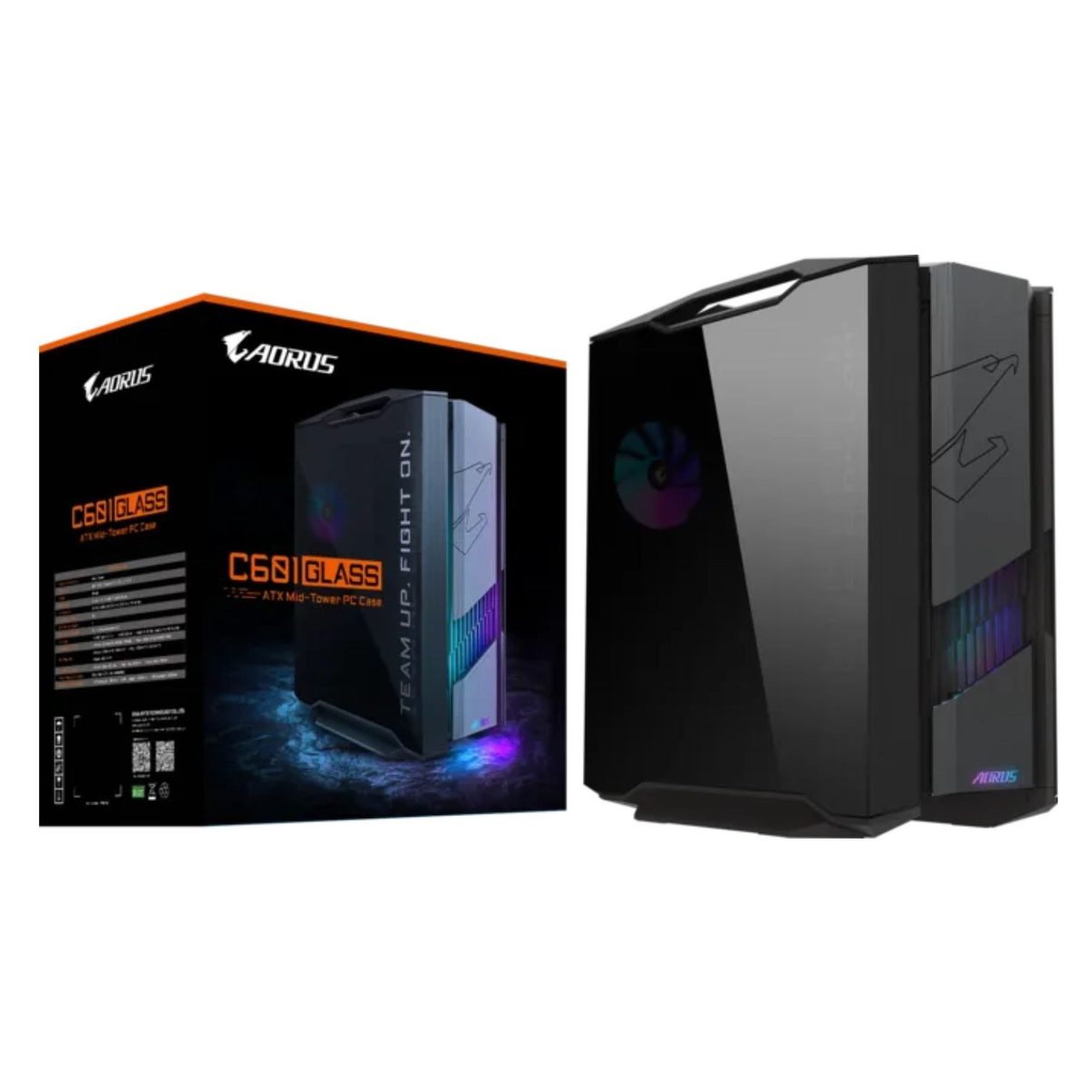 Gabinete Mid Tower Negro Con Ventana Y Hub Argb