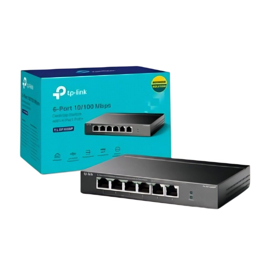 Switch No Administrable 6 Puertos 10/100 Con 4 Puertos PoE