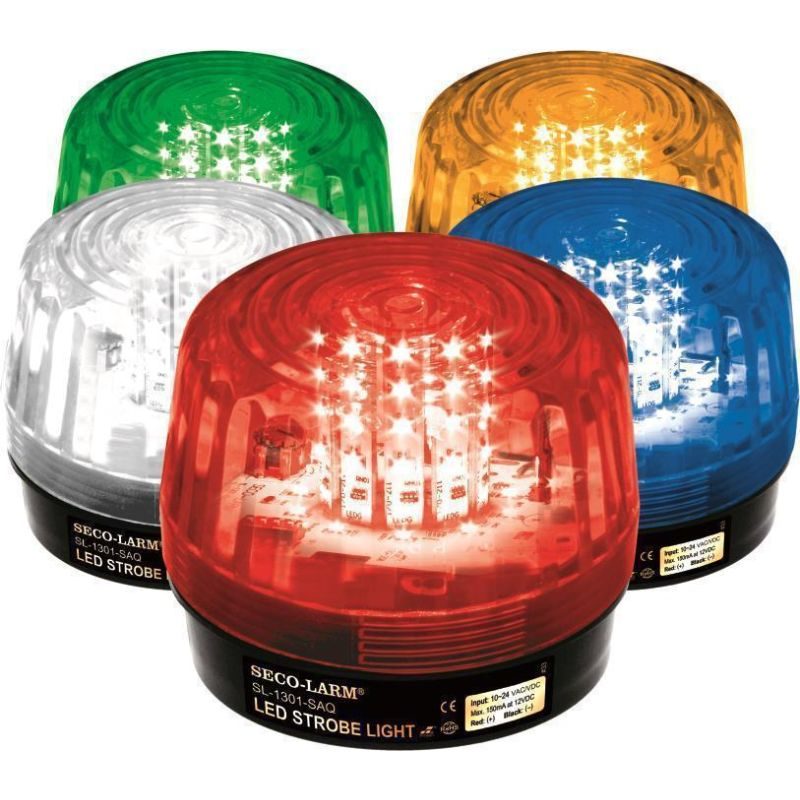 Luz Estroboscópica LED Con Sirena 12-24 Vac-Dc Amarilla