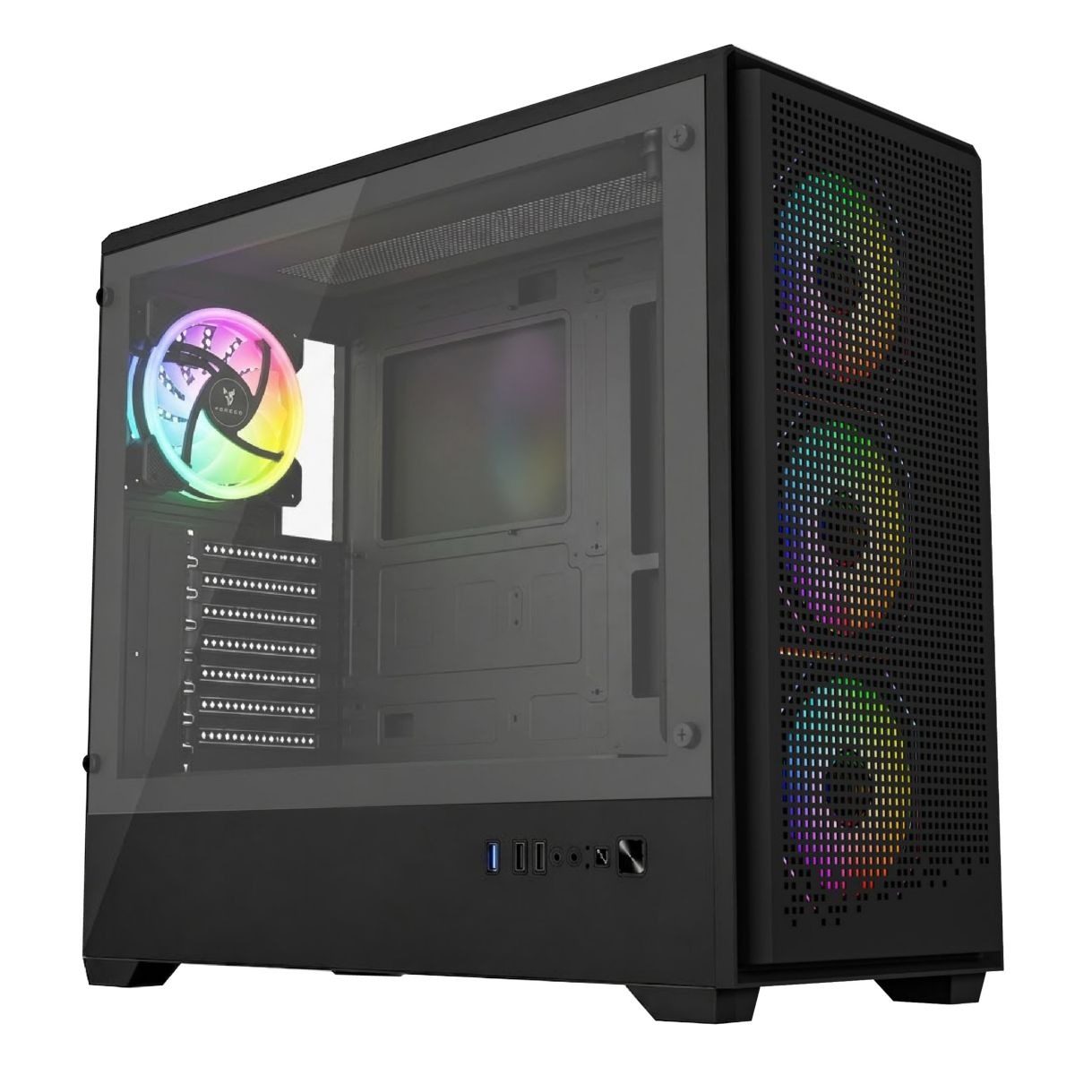 Gabinete Gamer Mid Tower Atx Argb Con Lateral De Acrílico Y 3 Fans Frontales