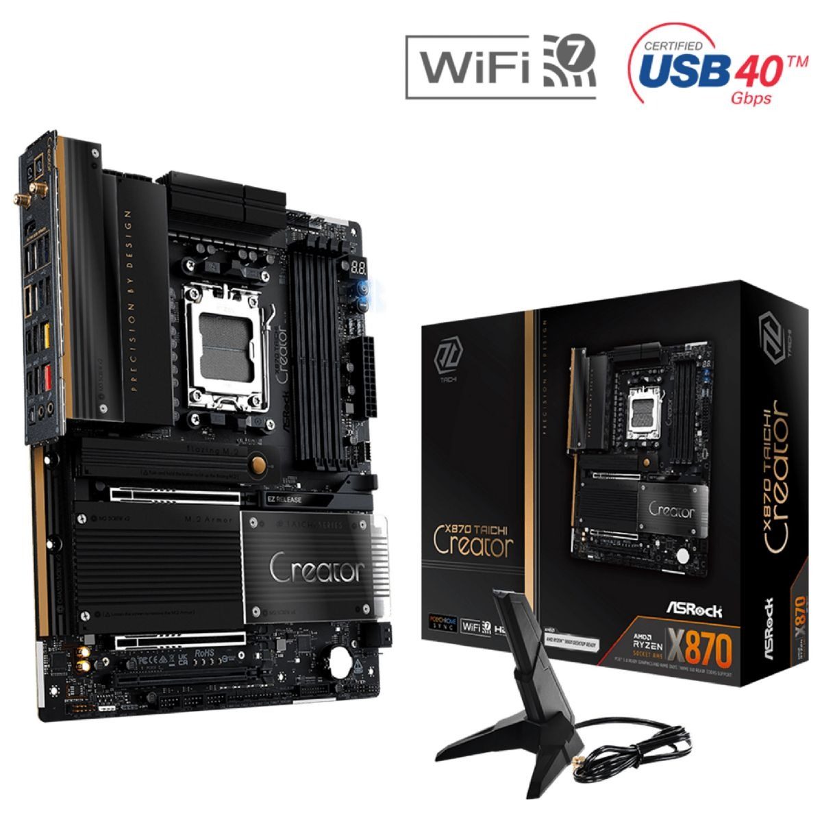 Motherboard Amd X870 Taichi Creator Am5 Socket Ddr Ddr4 Pcie 4.0 Compatible Factor De Forma Atx
