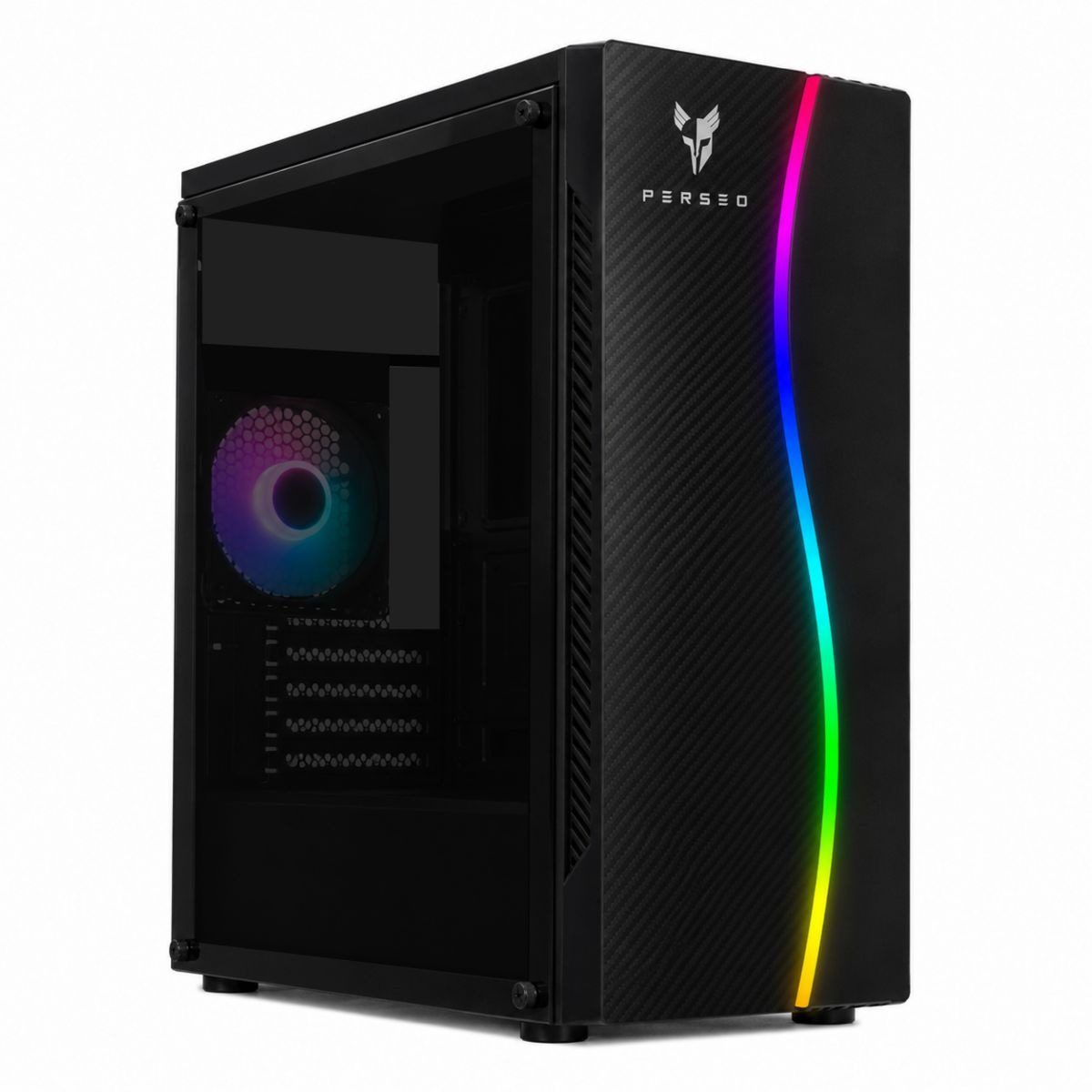 Gabinete PC Mini Tower Negro 1 Bahía 3.5" Removible Con Iluminación Rgb