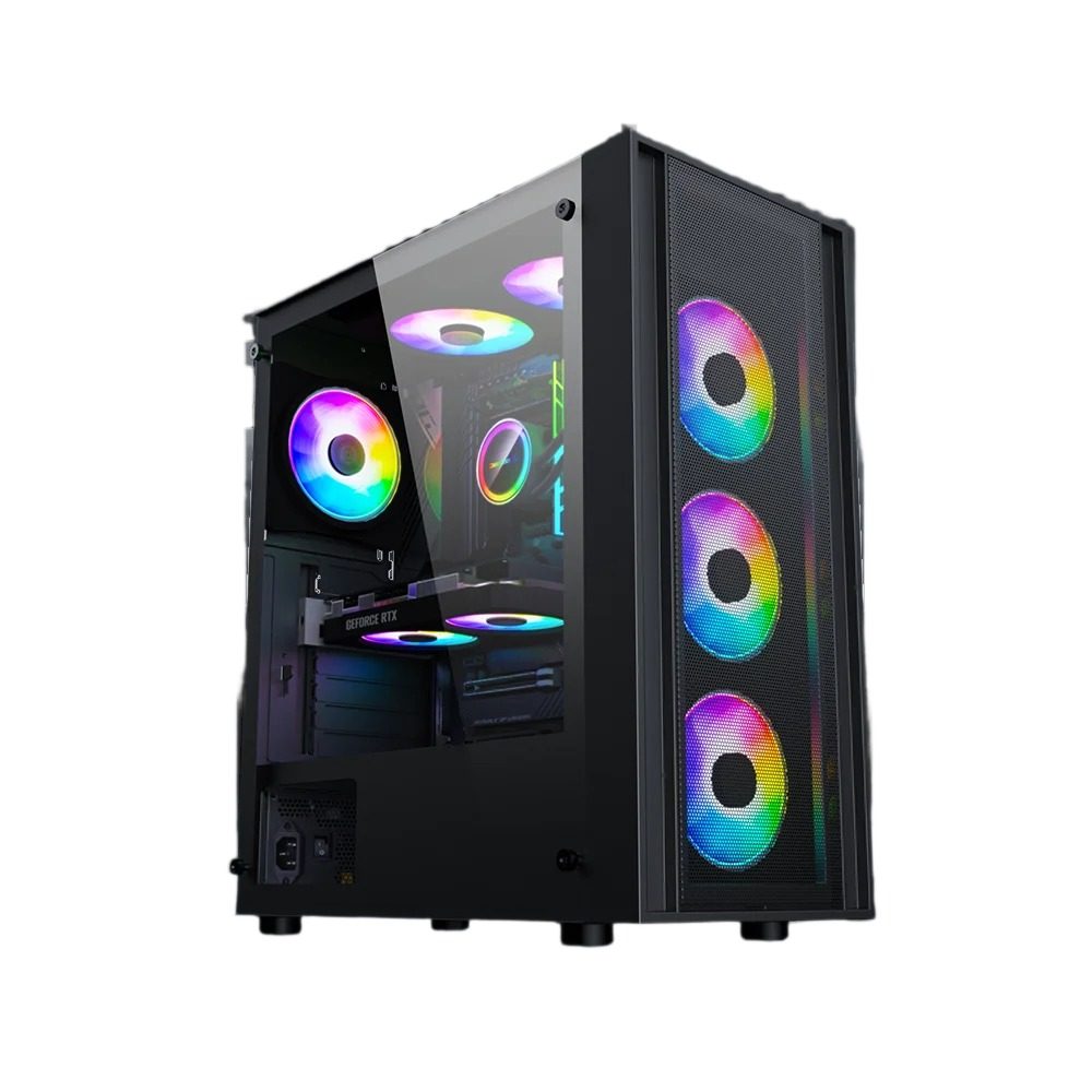 Gabinete Mid-Tower Atx Negro Con Vidrio Templado