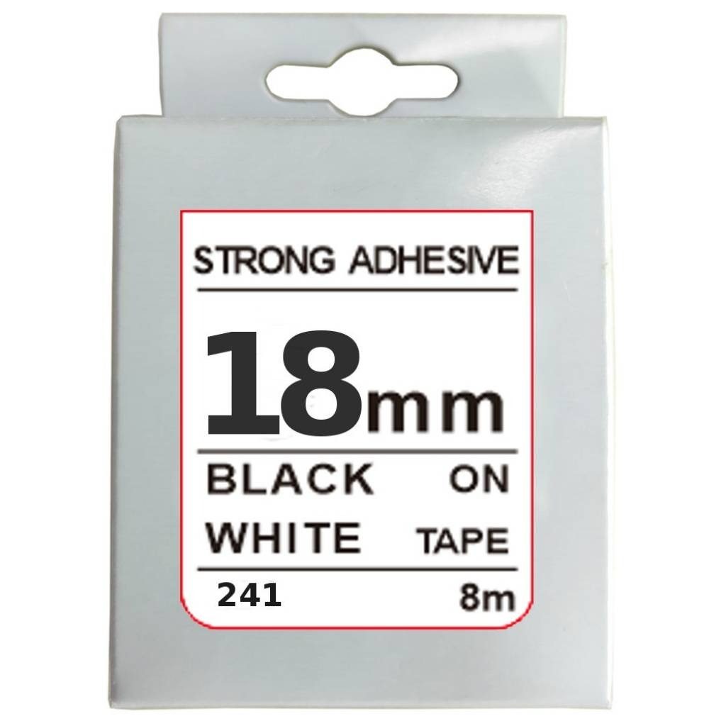 CINTA ROTULADORA 18MMNEGRO SOBRE BLANCO FUERTE